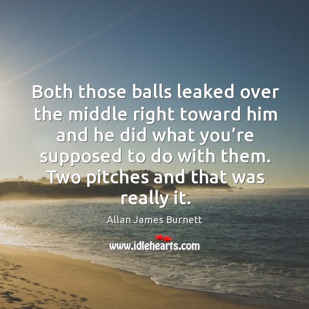 Both those balls leaked over the middle right toward him and he did what you’re supposed to do Allan James Burnett Picture Quote