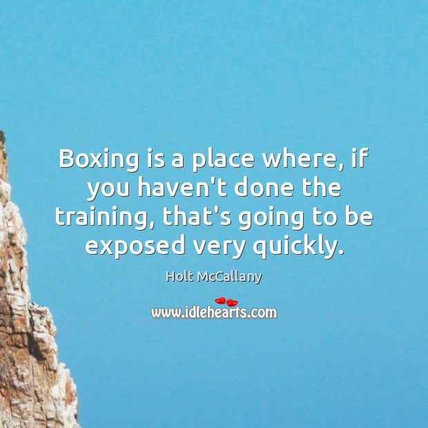 Boxing is a place where, if you haven’t done the training, that’s Holt McCallany Picture Quote