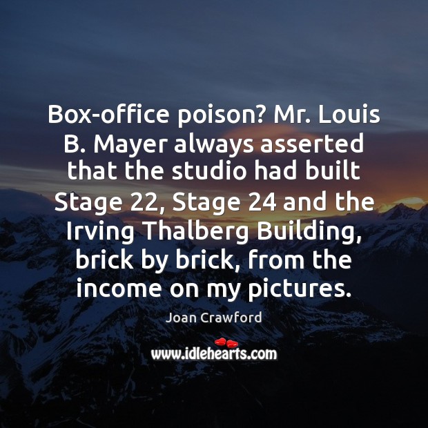 Box-office poison? Mr. Louis B. Mayer always asserted that the studio had Joan Crawford Picture Quote