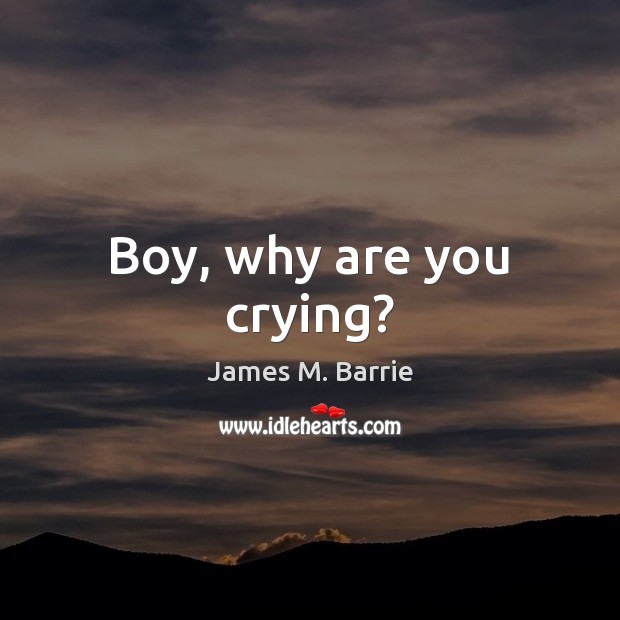 Boy, why are you crying? James M. Barrie Picture Quote