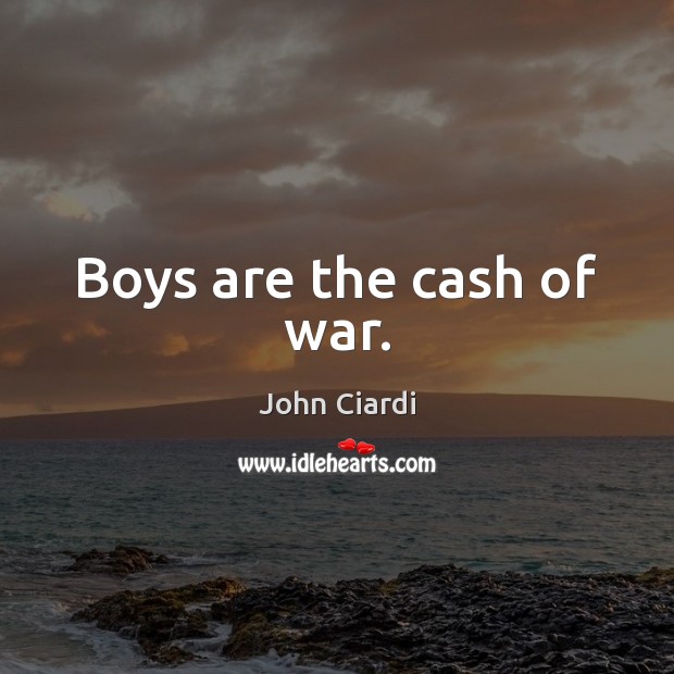 Boys are the cash of war. John Ciardi Picture Quote