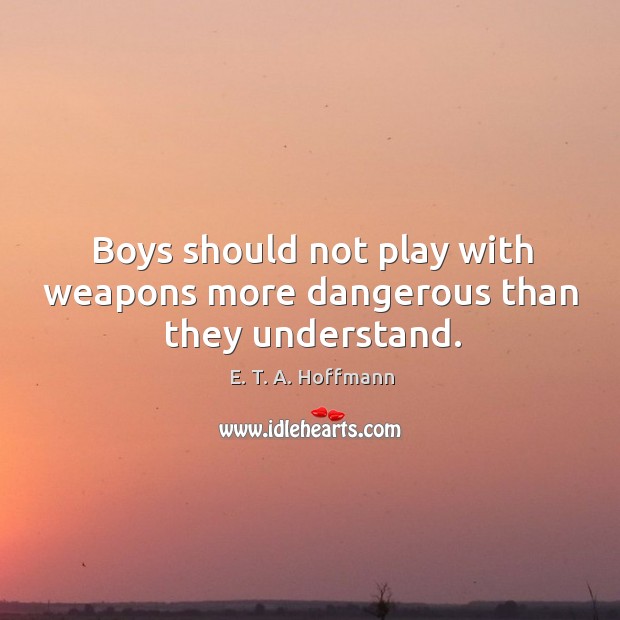 Boys should not play with weapons more dangerous than they understand. E. T. A. Hoffmann Picture Quote