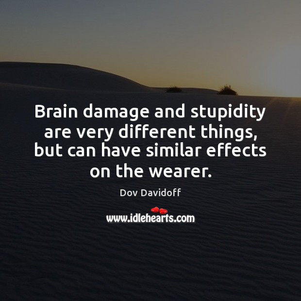 Brain damage and stupidity are very different things, but can have similar Dov Davidoff Picture Quote