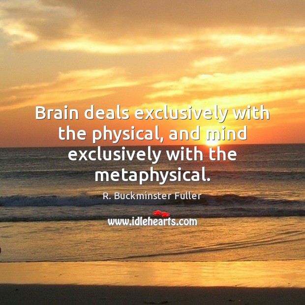 Brain deals exclusively with the physical, and mind exclusively with the metaphysical. Image