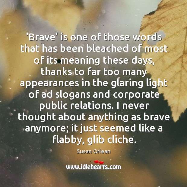 ‘Brave’ is one of those words that has been bleached of most Image