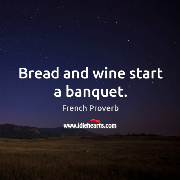 Bread and wine start a banquet. Image