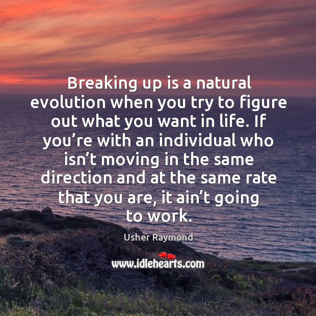Breaking up is a natural evolution when you try to figure out what you want in life. Usher Raymond Picture Quote