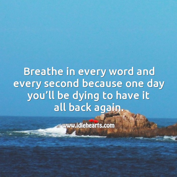 Breathe in every word and every second because one day you’ll be dying to have it all back again. Image