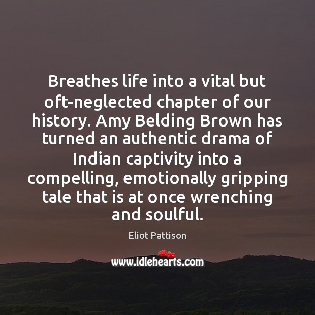 Breathes life into a vital but oft-neglected chapter of our history. Amy Eliot Pattison Picture Quote