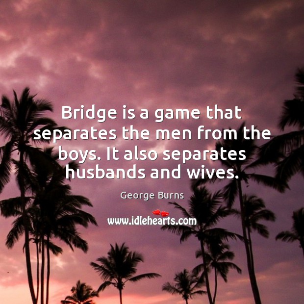 Bridge is a game that separates the men from the boys. It Image