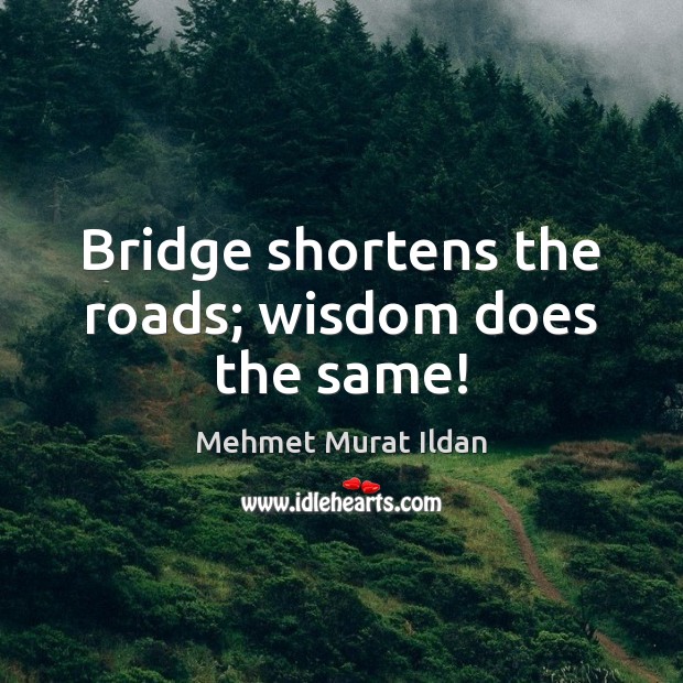Bridge shortens the roads; wisdom does the same! Mehmet Murat Ildan Picture Quote