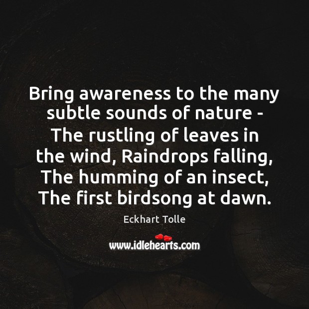 Bring awareness to the many subtle sounds of nature – The rustling Eckhart Tolle Picture Quote