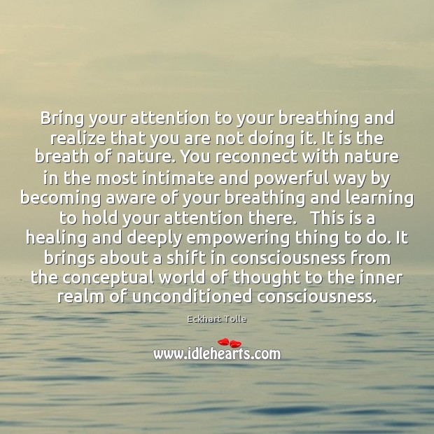 Bring your attention to your breathing and realize that you are not Image