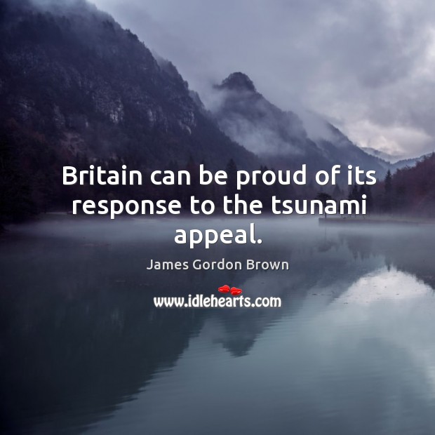 Britain can be proud of its response to the tsunami appeal. 
