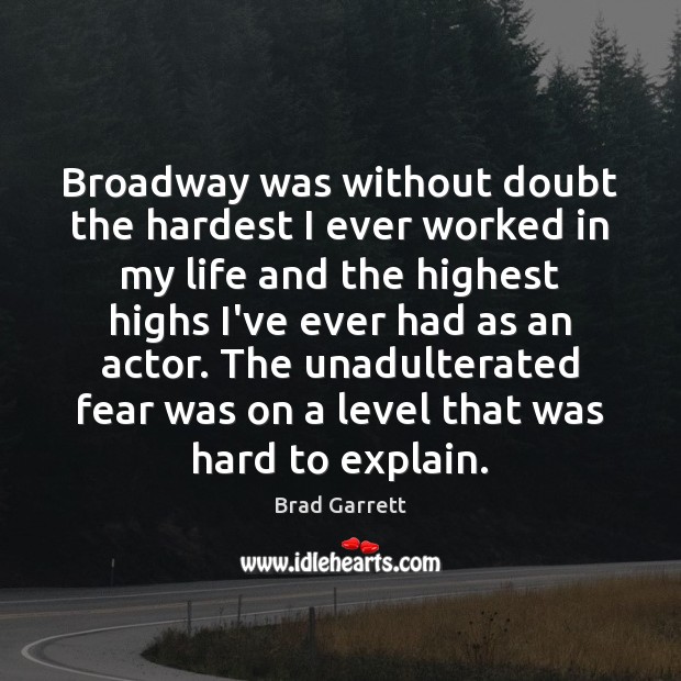 Broadway was without doubt the hardest I ever worked in my life Brad Garrett Picture Quote