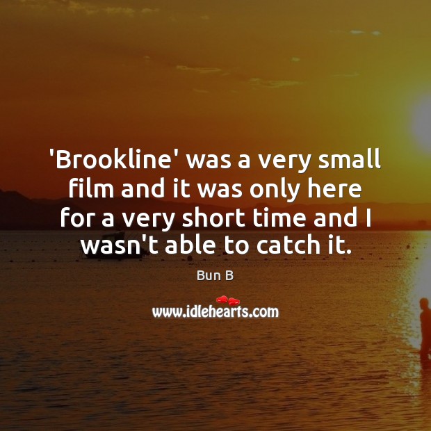 ‘Brookline’ was a very small film and it was only here for Image