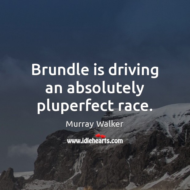 Brundle is driving an absolutely pluperfect race. Murray Walker Picture Quote