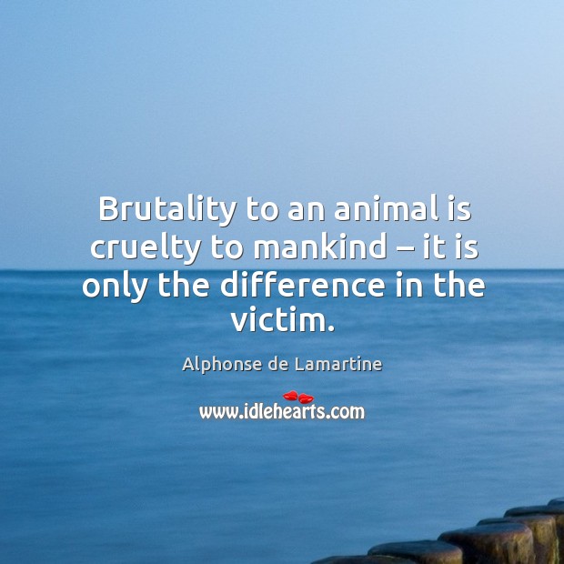 Brutality to an animal is cruelty to mankind – it is only the difference in the victim. Image