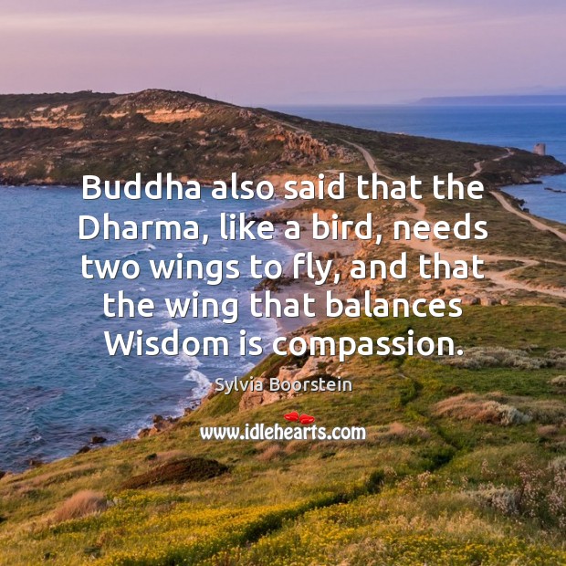 Buddha also said that the Dharma, like a bird, needs two wings Sylvia Boorstein Picture Quote