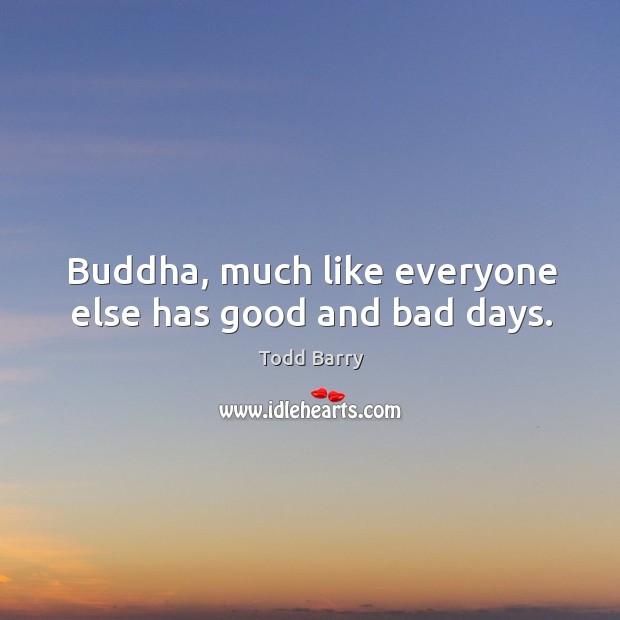 Buddha, much like everyone else has good and bad days. Todd Barry Picture Quote