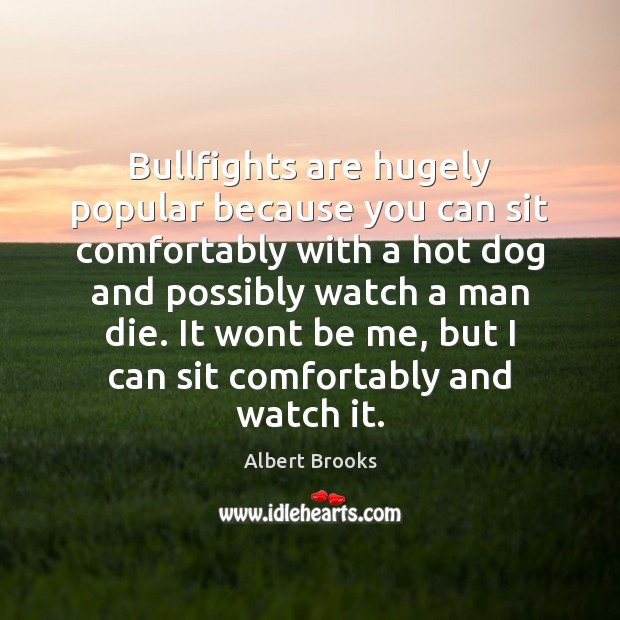 Bullfights are hugely popular because you can sit comfortably with a hot Albert Brooks Picture Quote