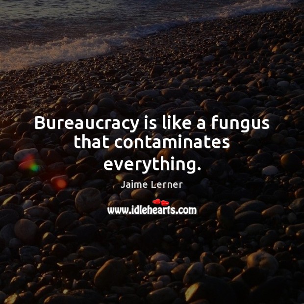 Bureaucracy is like a fungus that contaminates everything. Jaime Lerner Picture Quote