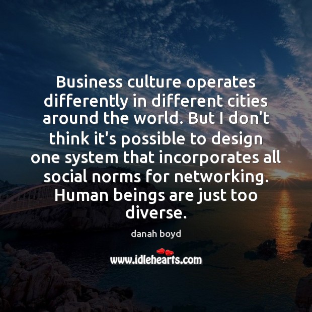 Business culture operates differently in different cities around the world. But I danah boyd Picture Quote