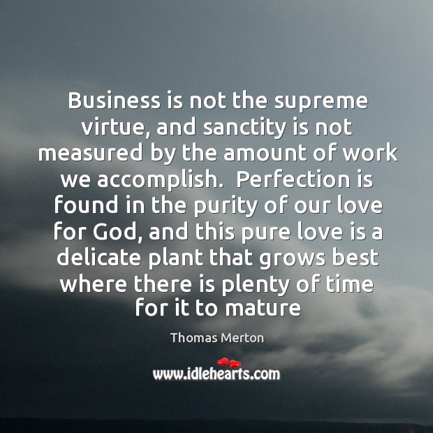 Business is not the supreme virtue, and sanctity is not measured by Thomas Merton Picture Quote