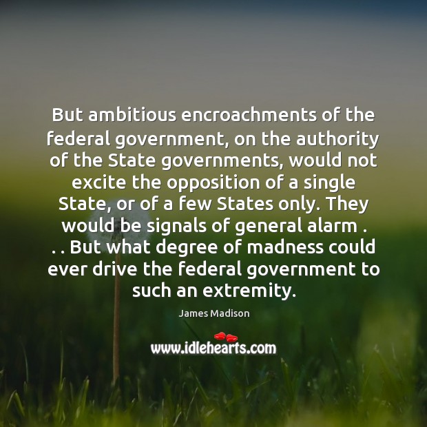 But ambitious encroachments of the federal government, on the authority of the James Madison Picture Quote
