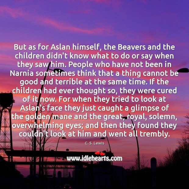 But as for Aslan himself, the Beavers and the children didn’t know C. S. Lewis Picture Quote
