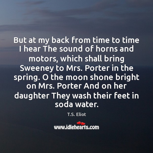 But at my back from time to time I hear The sound T.S. Eliot Picture Quote