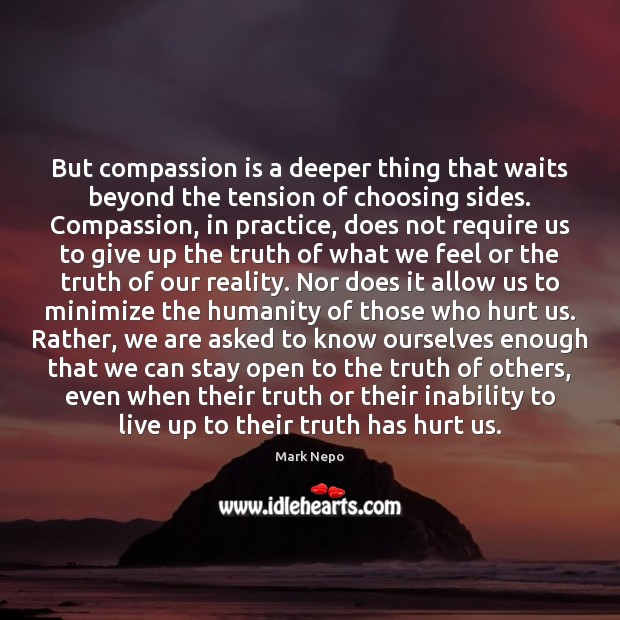 But compassion is a deeper thing that waits beyond the tension of Compassion Quotes Image