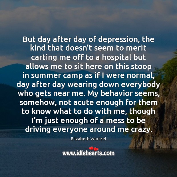 But day after day of depression, the kind that doesn’t seem Elizabeth Wurtzel Picture Quote