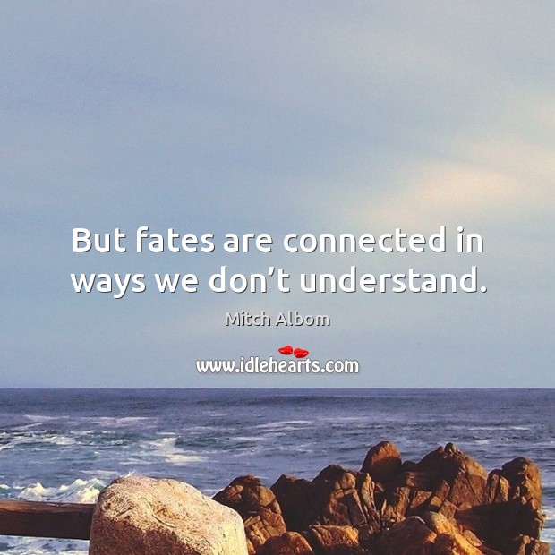 But fates are connected in ways we don’t understand. Mitch Albom Picture Quote