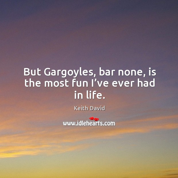 But gargoyles, bar none, is the most fun I’ve ever had in life. Image