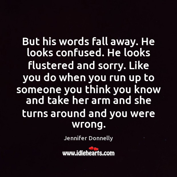 But his words fall away. He looks confused. He looks flustered and Jennifer Donnelly Picture Quote