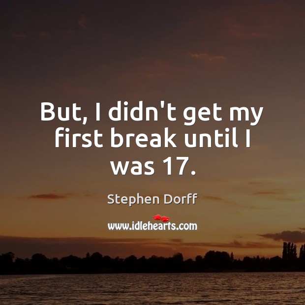 But, I didn’t get my first break until I was 17. Stephen Dorff Picture Quote