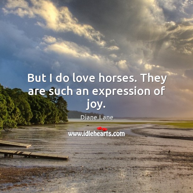 But I do love horses. They are such an expression of joy. Diane Lane Picture Quote