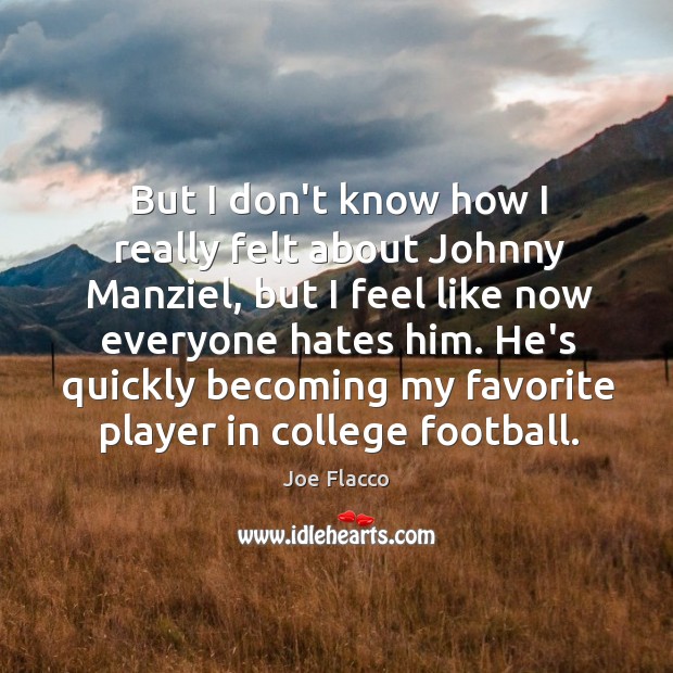 But I don’t know how I really felt about Johnny Manziel, but Joe Flacco Picture Quote