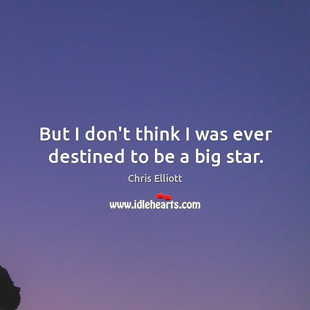 But I don’t think I was ever destined to be a big star. 