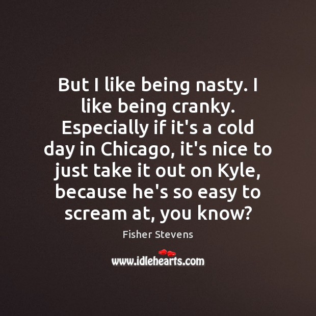 But I like being nasty. I like being cranky. Especially if it’s Fisher Stevens Picture Quote