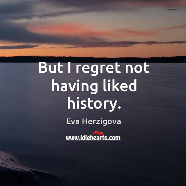 But I regret not having liked history. Eva Herzigova Picture Quote