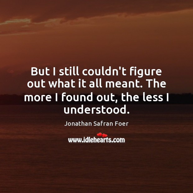 But I still couldn’t figure out what it all meant. The more Jonathan Safran Foer Picture Quote