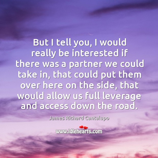 But I tell you, I would really be interested if there was a partner we could take in James Richard Cantalupo Picture Quote