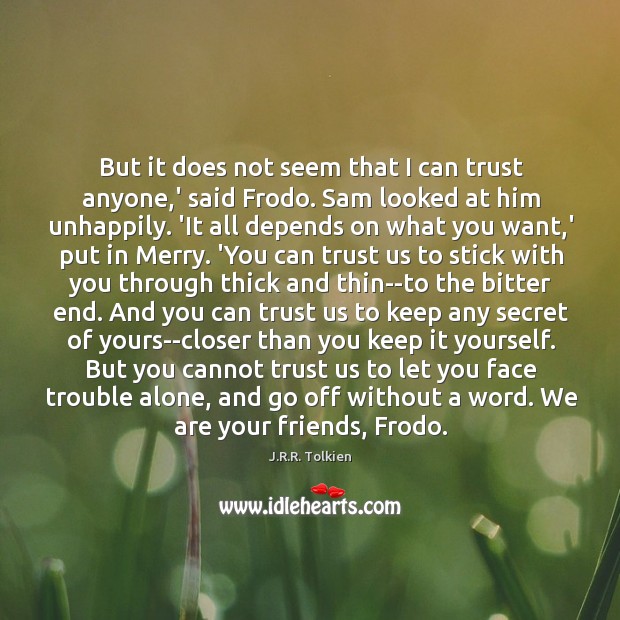But it does not seem that I can trust anyone,’ said J.R.R. Tolkien Picture Quote