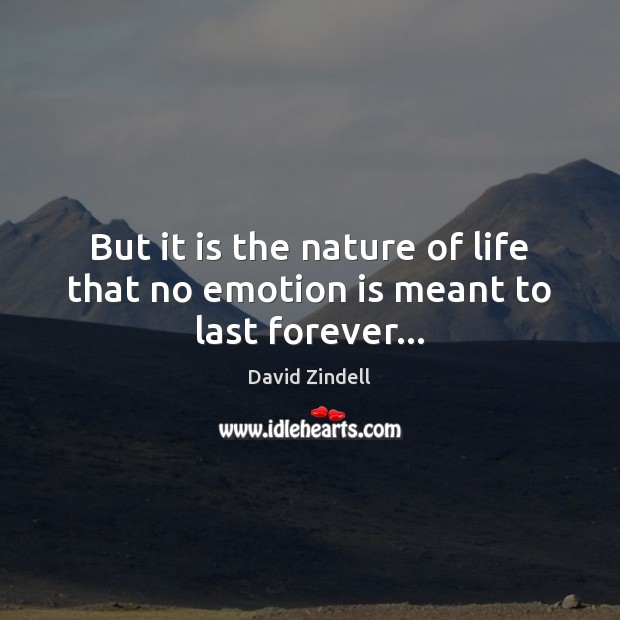 But it is the nature of life that no emotion is meant to last forever… David Zindell Picture Quote