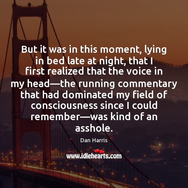 But it was in this moment, lying in bed late at night, Dan Harris Picture Quote