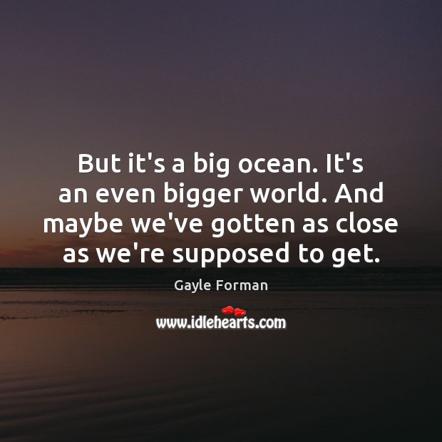 But it’s a big ocean. It’s an even bigger world. And maybe Gayle Forman Picture Quote