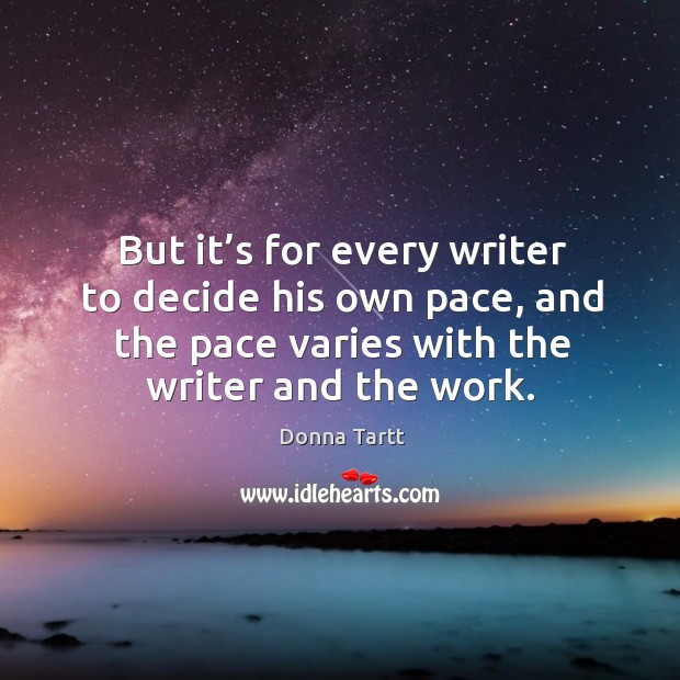 But it’s for every writer to decide his own pace, and the pace varies with the writer and the work. Image