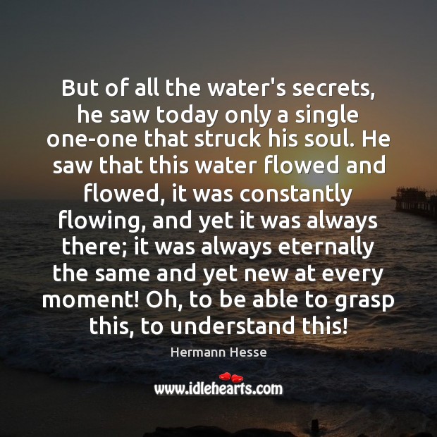 But of all the water’s secrets, he saw today only a single 